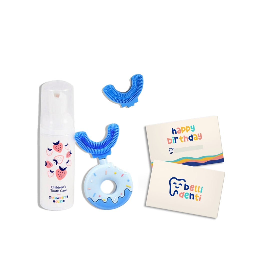 Belli Denti® rojstni set z voščilnico - ščetka, pasta, podaljšek