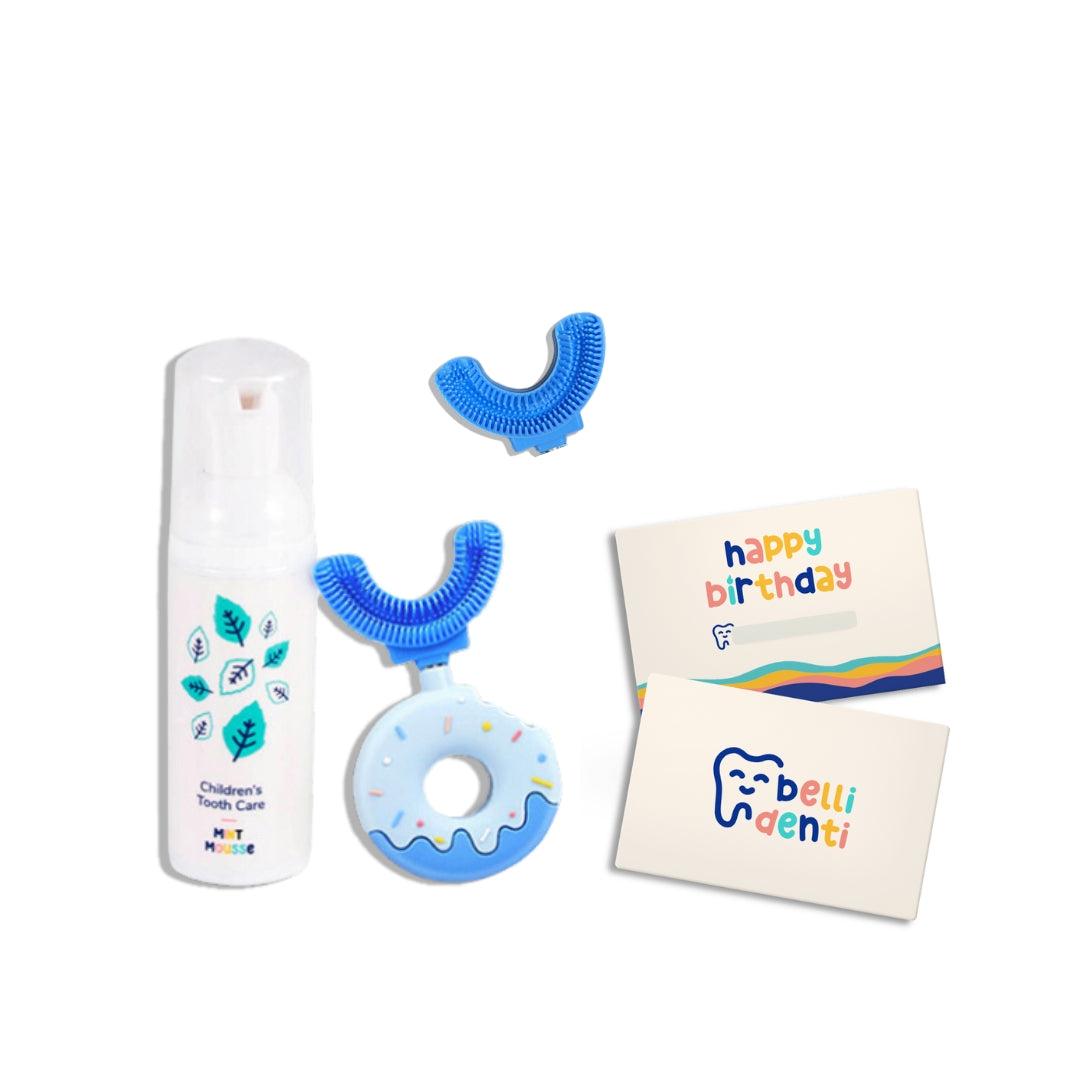 Belli Denti® rojstni set z voščilnico - ščetka, pasta, podaljšek