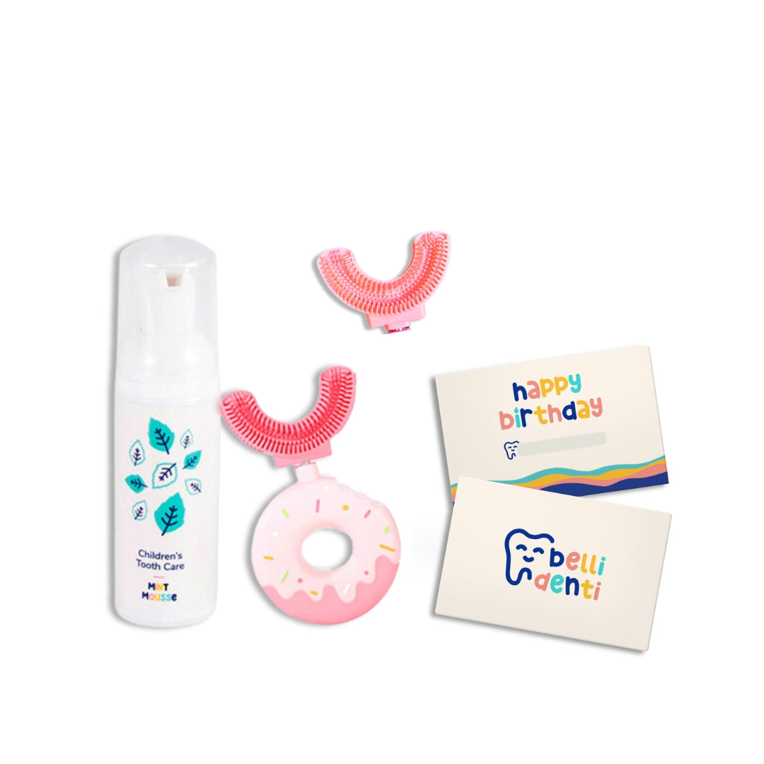 Belli Denti® rojstni set z voščilnico - ščetka, pasta, podaljšek